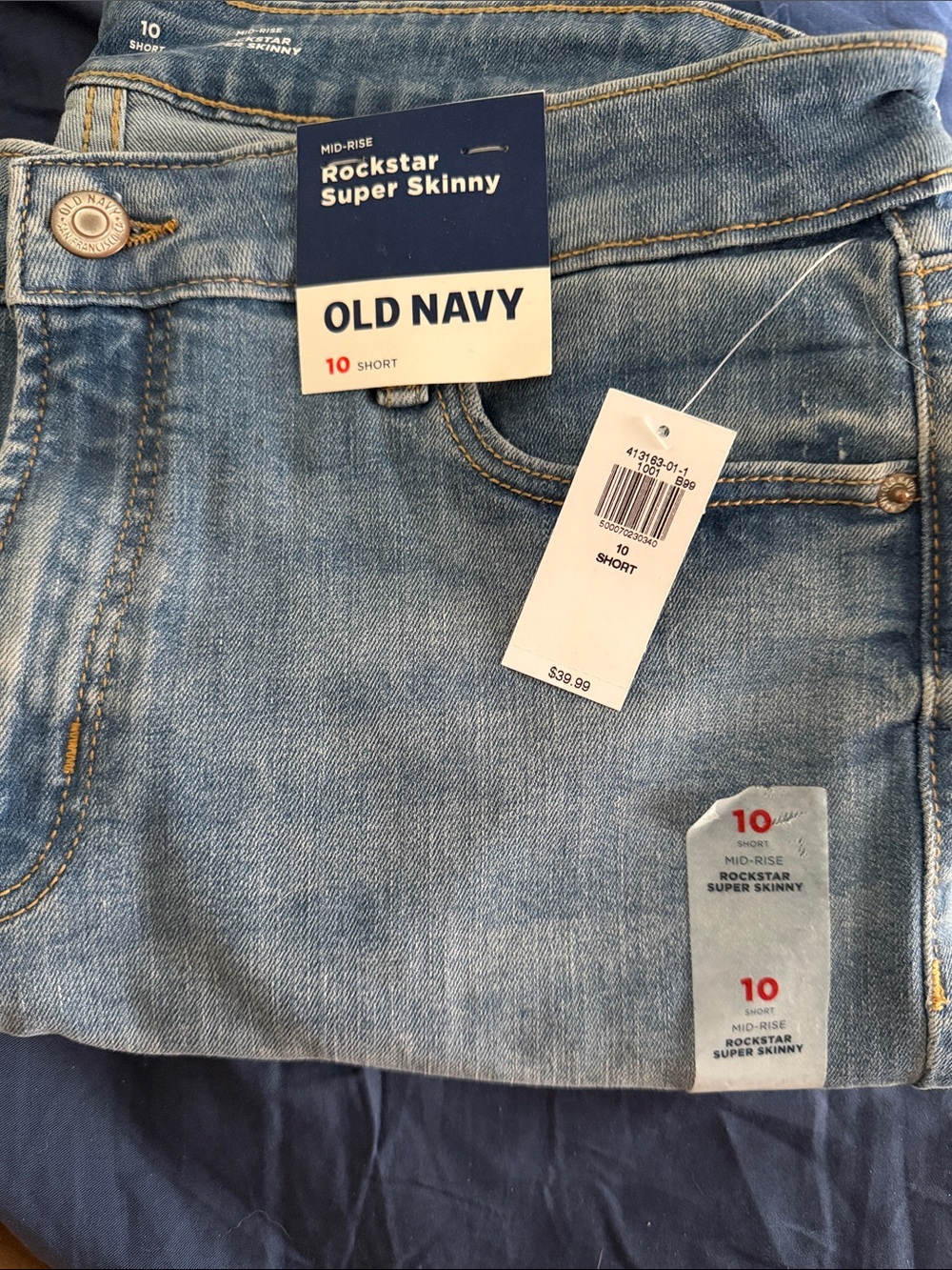 Old Navy Light Blue Rockstar Super Skinny Jeans - Mid-Rise